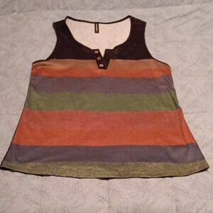 Just Fashion Now Striped Multicolor Scoop/V Neck Tank Top Size S